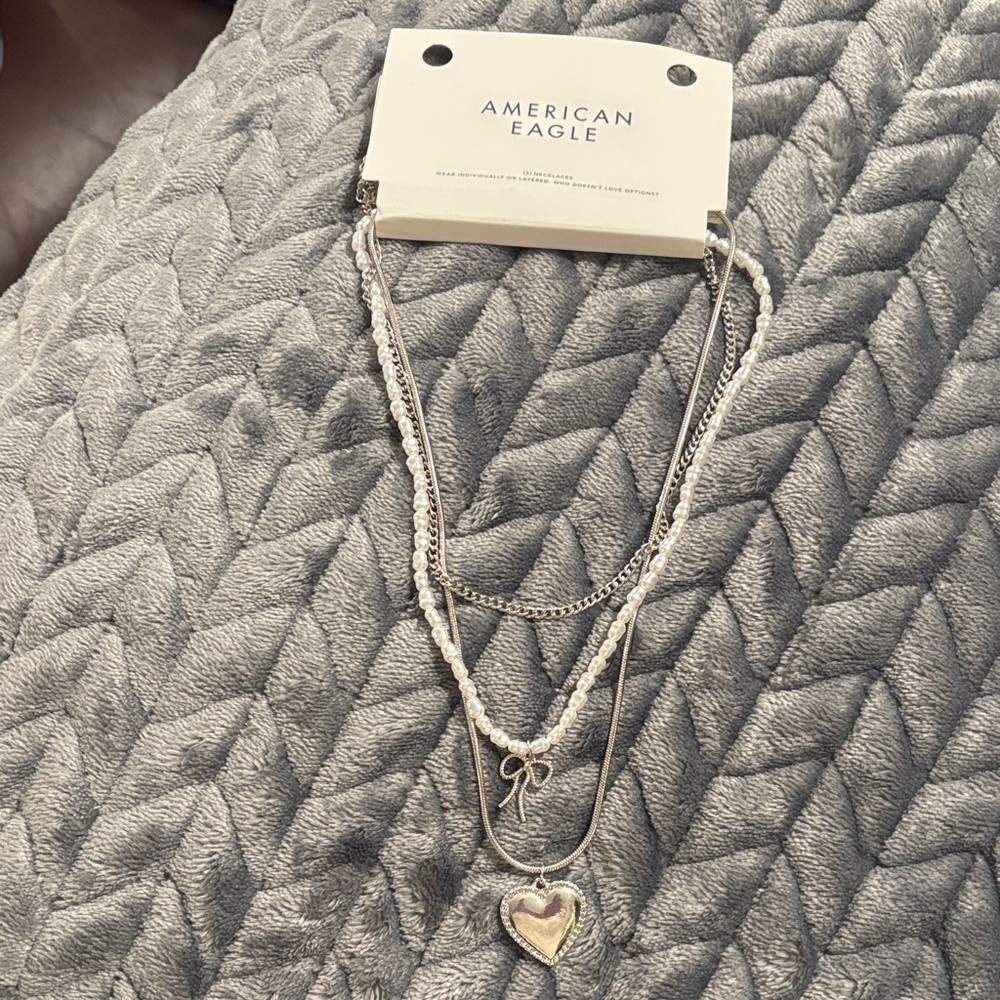 American Eagle Outfitters Silver Layered Heart Necklace